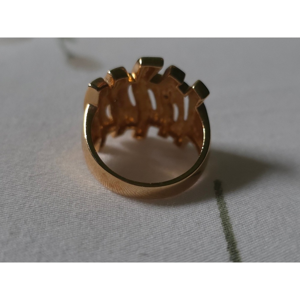 Vintage Gold Plated Sterling Silver 925 Wavy Statement Ring Size 9 Two Tone - Picture 4 of 8